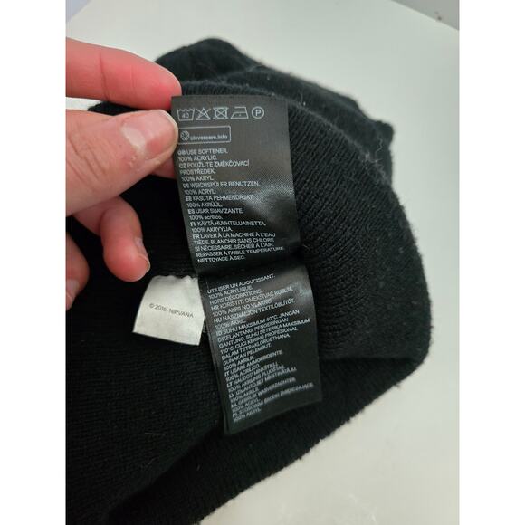 H&M Divided Nirvana Black and Yellow Embroidered Beanie - Picture 6 of 8
